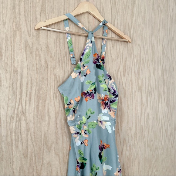 ASTR Sandrine Floral Halter Dress in Sage Orange Floral - Picture 9 of 16